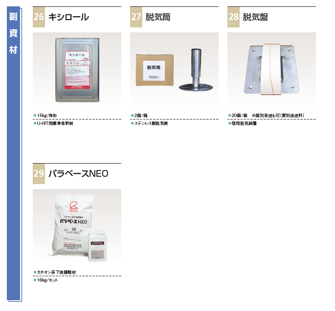 U-HITシステム　使用材料紹介　副資材３